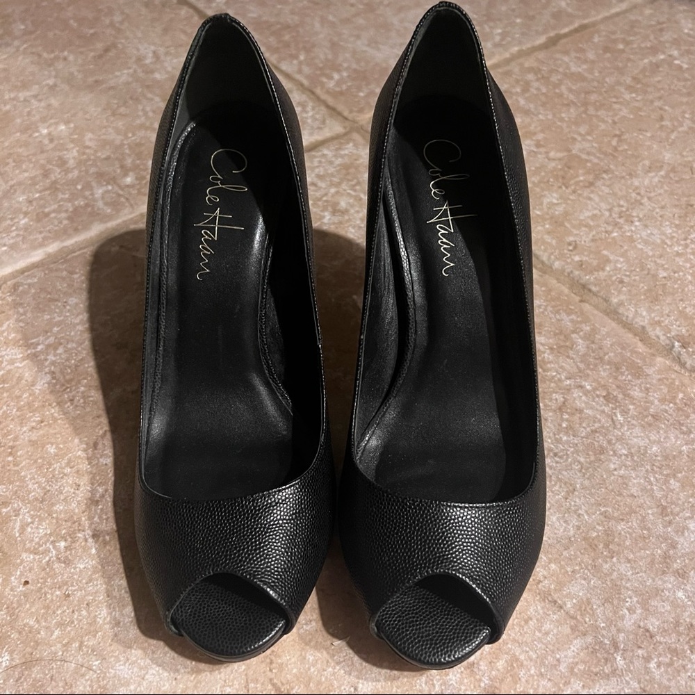 Cole Haan Black Peep Toe Heels